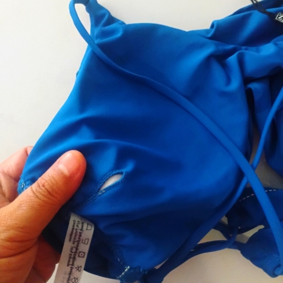 ZAFUL Ruffle Women Scoop Neck Swimsuits Lace Up Bikini Top Only. Size 8-10 - Picture 8 of 14